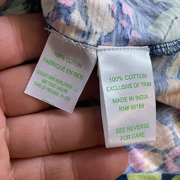 Lilly Pulitzer Top Tilda Tunic Blue‎ Pink Floral 3/4 Sleeves Womens sz Small EUC - Picture 8 of 11